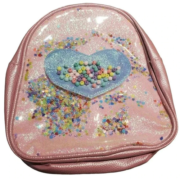 Pink Sparkle Mini BackPack, Kids Faux Leather Sensory Mini Girls Backpack - Picture 6 of 10